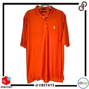 Divots Men's Div Dry Moisture‎ Wicking Short Sleeve Golf Polo Shirt Orange Sz XL